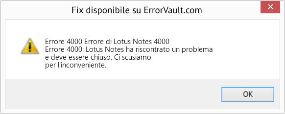 Download Error <?php echo $number; ?> (Errore di Lotus Notes 4000) Repair Tool Fix Errore di Lotus Notes 4000 (Error Codee 4000)