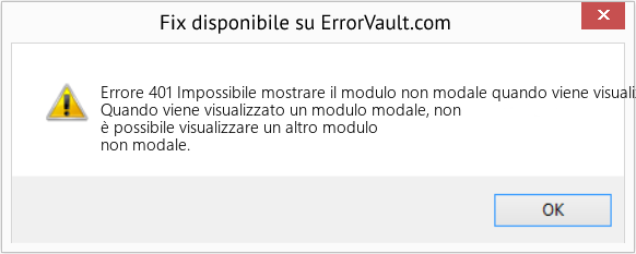 Fix Impossibile mostrare il modulo non modale quando viene visualizzato il modulo modale (Error Codee 401)