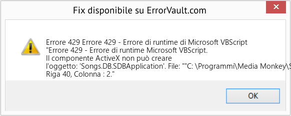 Fix Errore 429 - Errore di runtime di Microsoft VBScript (Error Codee 429)