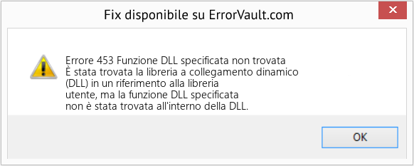 Fix Funzione DLL specificata non trovata (Error Codee 453)
