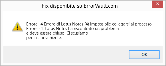 Download Error <?php echo $number; ?> (Errore di Lotus Notes (4) Impossibile collegarsi al processo) Repair Tool Fix Errore di Lotus Notes (4) Impossibile collegarsi al processo (Error Codee -4)