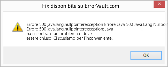 Fix Errore Java 500 Java.Lang.Nullpointereccezione (Error Codee 500 java.lang.nullpointerexception)