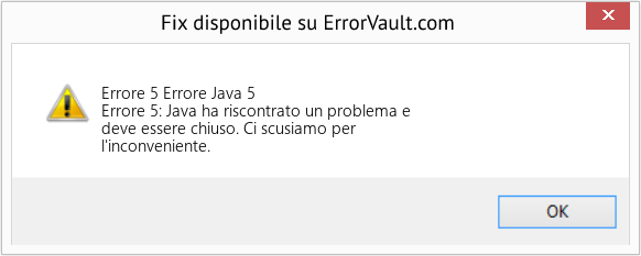 Fix Errore Java 5 (Error Codee 5)