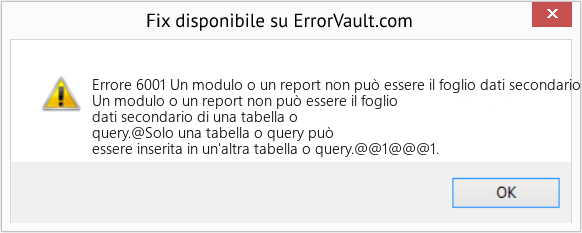 Fix Un modulo o un report non può essere il foglio dati secondario di una tabella o di una query (Error Codee 6001)