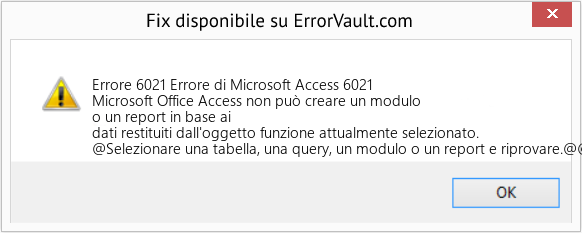 Fix Errore di Microsoft Access 6021 (Error Codee 6021)