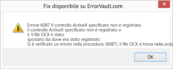 Fix Il controllo ActiveX specificato non è registrato (Error Codee 6087)