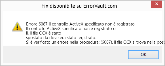 Download Error <?php echo $number; ?> (Il controllo ActiveX specificato non è registrato) Repair Tool Fix Il controllo ActiveX specificato non è registrato (Error Codee 6087)