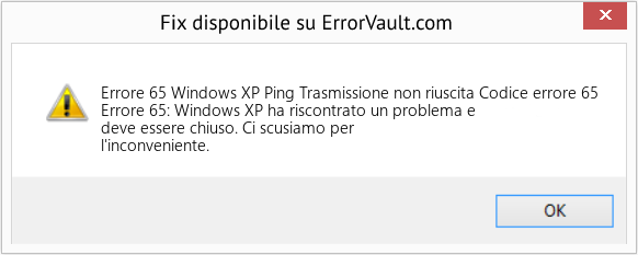 Fix Windows XP Ping Trasmissione non riuscita Codice errore 65 (Error Codee 65)