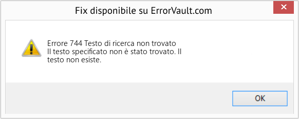 Fix Testo di ricerca non trovato (Error Codee 744)