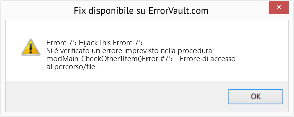 Fix HijackThis Errore 75 (Error Codee 75)