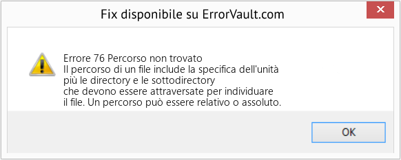 Fix Percorso non trovato (Error Codee 76)