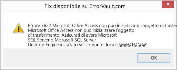 Download Error <?php echo $number; ?> (Microsoft Office Access non può inizializzare l'oggetto di trasferimento) Repair Tool Fix Microsoft Office Access non può inizializzare l'oggetto di trasferimento (Error Codee 7822)