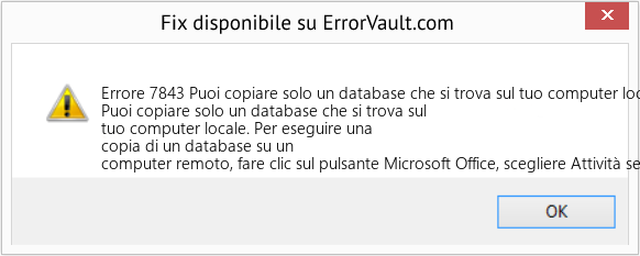 Download Error <?php echo $number; ?> (Puoi copiare solo un database che si trova sul tuo computer locale) Repair Tool Fix Puoi copiare solo un database che si trova sul tuo computer locale (Error Codee 7843)