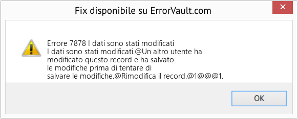 Fix I dati sono stati modificati (Error Codee 7878)