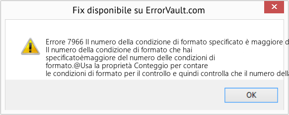 Fix Il numero della condizione di formato specificato è maggiore del numero di condizioni di formato (Error Codee 7966)