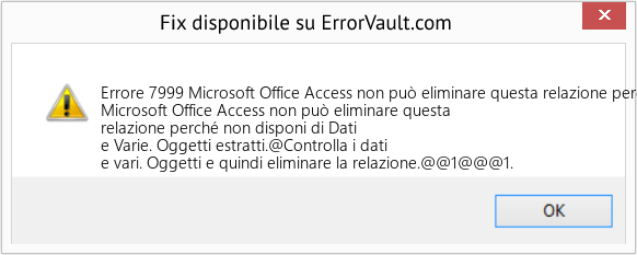 Fix Microsoft Office Access non può eliminare questa relazione perché non disponi di Dati e Varie (Error Codee 7999)