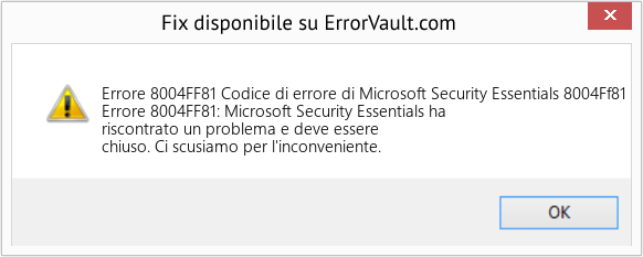 Download Error <?php echo $number; ?> (Codice di errore di Microsoft Security Essentials 8004Ff81) Repair Tool Fix Codice di errore di Microsoft Security Essentials 8004Ff81 (Error Codee 8004FF81)