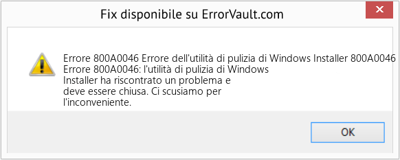 Fix Errore dell'utilità di pulizia di Windows Installer 800A0046 (Error Codee 800A0046)