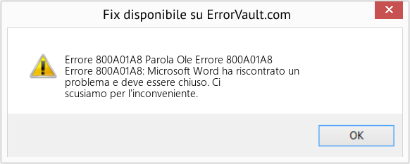 Fix Parola Ole Errore 800A01A8 (Error Codee 800A01A8)