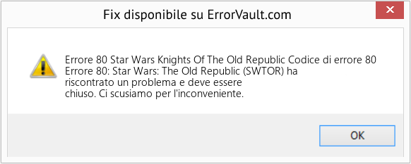 Fix Star Wars Knights Of The Old Republic Codice di errore 80 (Error Codee 80)