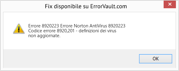 Fix Errore Norton AntiVirus 8920223 (Error Codee 8920223)