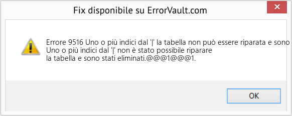 Fix Uno o più indici dal '|' la tabella non può essere riparata e sono stati eliminati (Error Codee 9516)