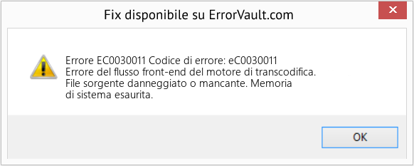Fix Codice di errore: eC0030011 (Error Codee EC0030011)