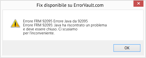 Fix Errore Java da 92095 (Error Codee FRM 92095)