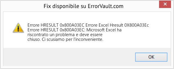 Download Error <?php echo $number; ?> (Errore Excel Hresult 0X800A03Ec) Repair Tool Fix Errore Excel Hresult 0X800A03Ec (Error Codee HRESULT 0x800A03EC)