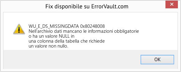 Fix 0x80248008 (Error WU_E_DS_MISSINGDATA)