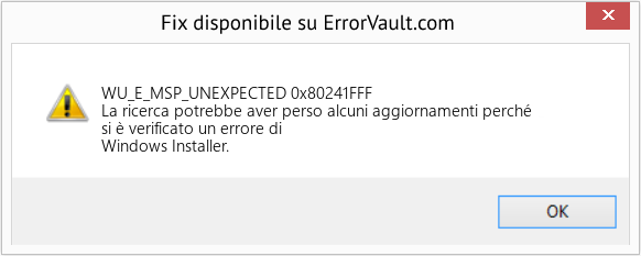 Fix 0x80241FFF (Error WU_E_MSP_UNEXPECTED)