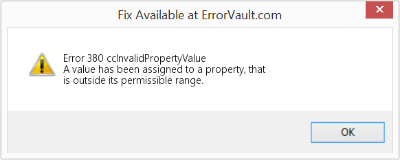 ccInvalidPropertyValue 수정(오류 오류 380)