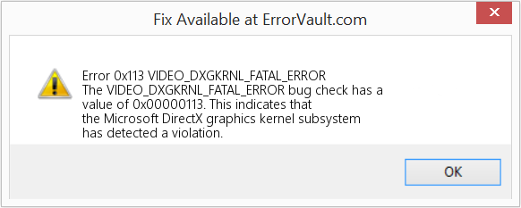 VIDEO_DXGKRNL_FATAL_ERROR 수정(오류 오류 0x113)