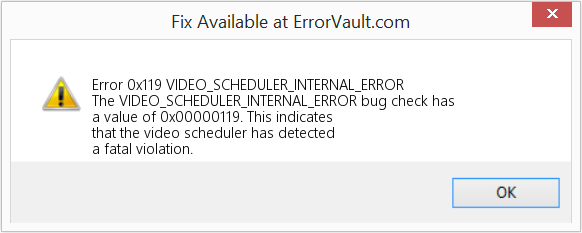 VIDEO_SCHEDULER_INTERNAL_ERROR 수정(오류 오류 0x119)