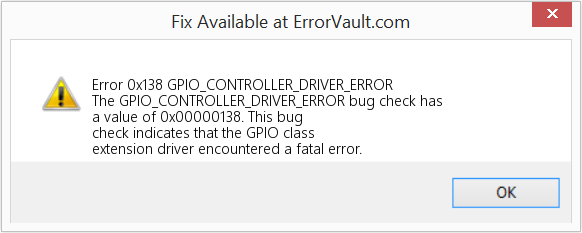 GPIO_CONTROLLER_DRIVER_ERROR 수정(오류 오류 0x138)