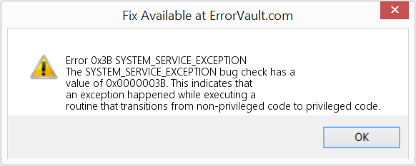 SYSTEM_SERVICE_EXCEPTION 수정(오류 오류 0x3B)