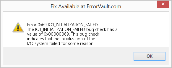 IO1_INITIALIZATION_FAILED 수정(오류 오류 0x69)