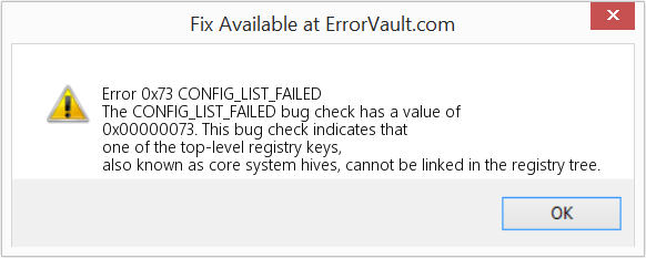 CONFIG_LIST_FAILED 수정(오류 오류 0x73)