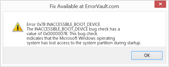INACCESSIBLE_BOOT_DEVICE 수정(오류 오류 0x7B)