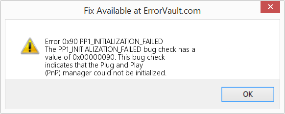 PP1_INITIALIZATION_FAILED 수정(오류 오류 0x90)