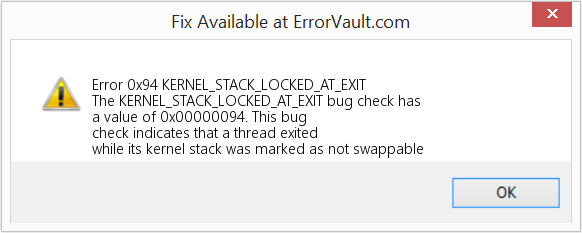 KERNEL_STACK_LOCKED_AT_EXIT 수정(오류 오류 0x94)