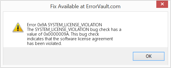 SYSTEM_LICENSE_VIOLATION 수정(오류 오류 0x9A)
