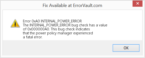 내부_POWER_ERROR 수정(오류 오류 0xA0)
