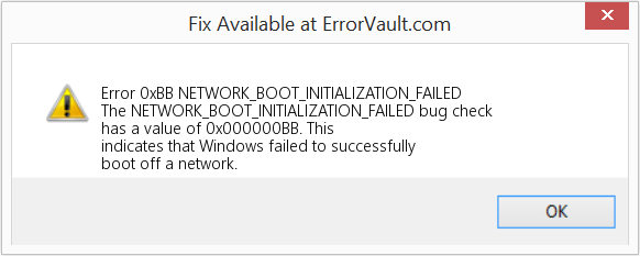 NETWORK_BOOT_INITIALIZATION_FAILED 수정(오류 오류 0xBB)