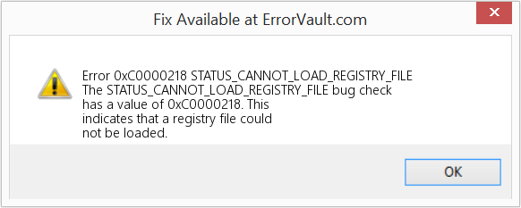 STATUS_CANNOT_LOAD_REGISTRY_FILE 수정(오류 오류 0xC0000218)
