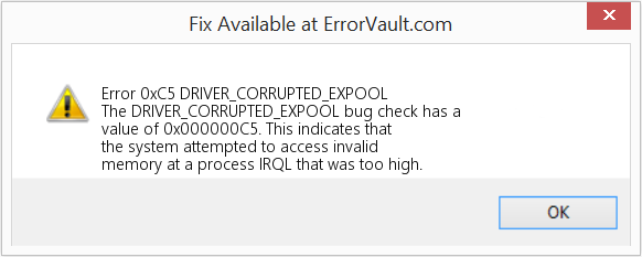 DRIVER_CORRUPTED_EXPOOL 수정(오류 오류 0xC5)