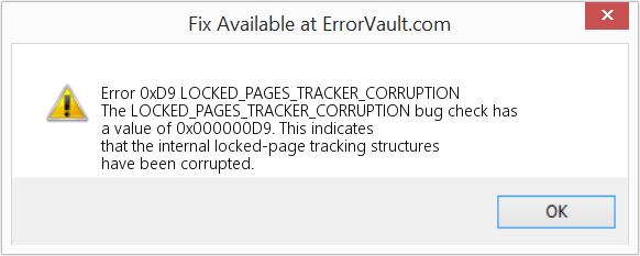 LOCKED_PAGES_TRACKER_CORRUPTION 수정(오류 오류 0xD9)
