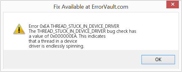 THREAD_STUCK_IN_DEVICE_DRIVER 수정(오류 오류 0xEA)