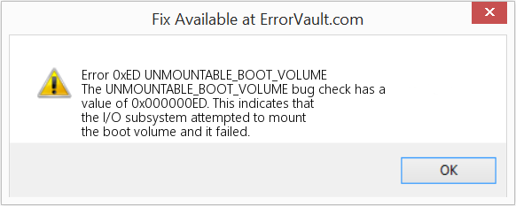 UNMOUNTABLE_BOOT_VOLUME 수정(오류 오류 0xED)