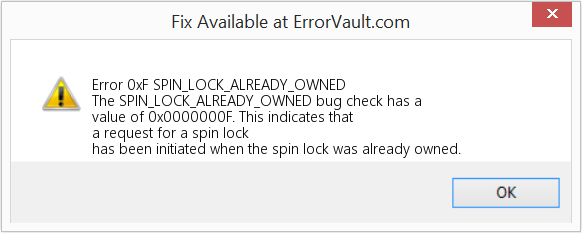 SPIN_LOCK_ALREADY_OWNED 수정(오류 오류 0xF)